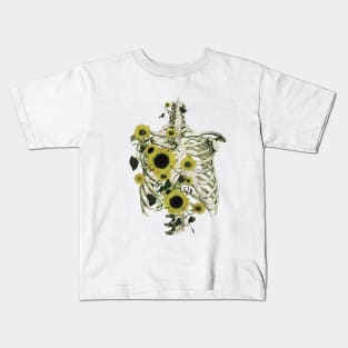 Botanical anatomy, rib cage, pelvis, flowers skeleton Kids T-Shirt